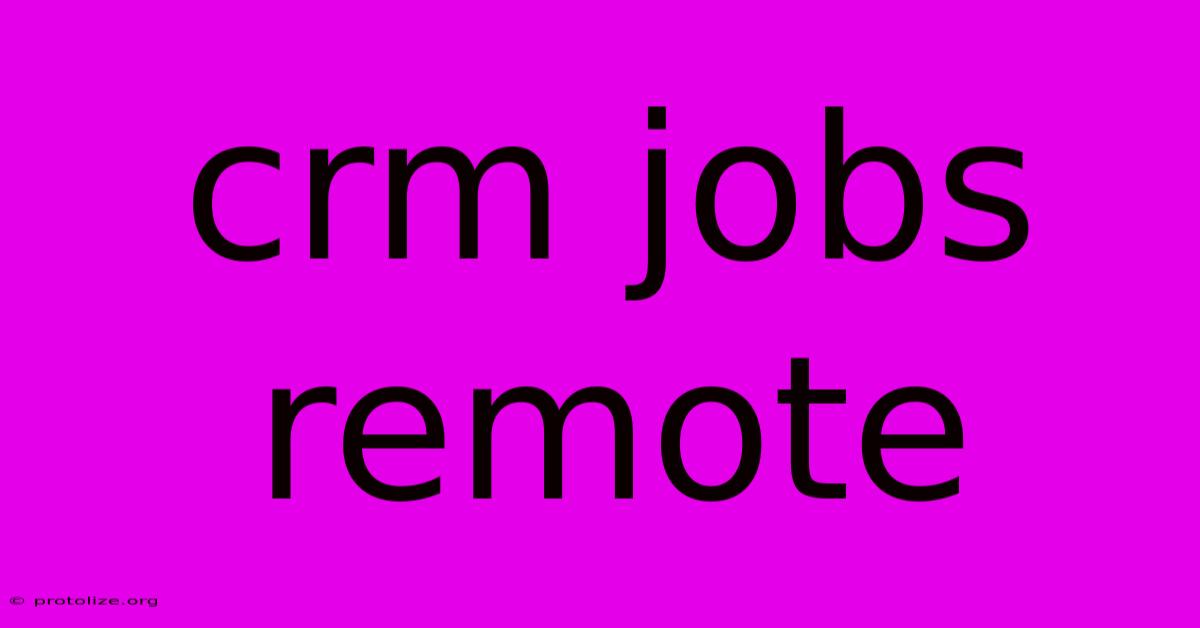 Crm Jobs Remote