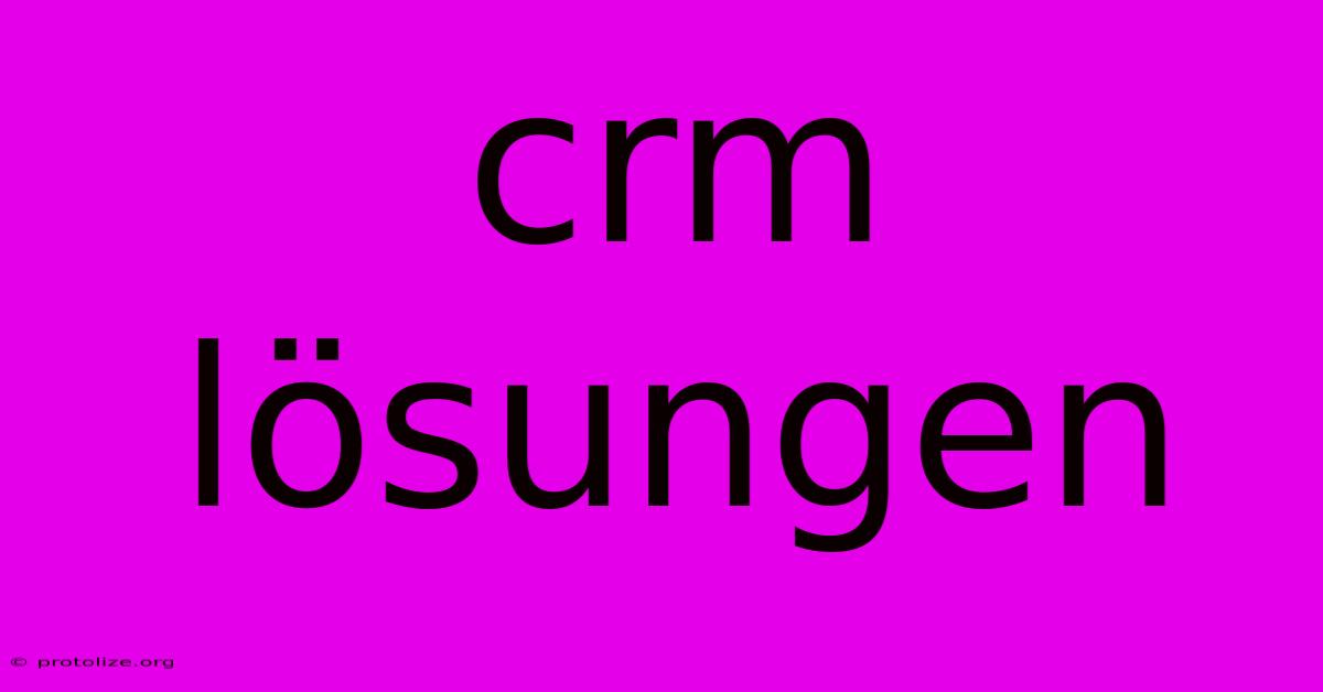 Crm Lösungen Crm Lösungen