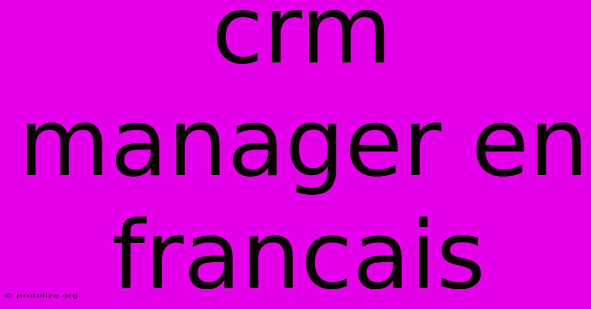 Crm Manager En Francais