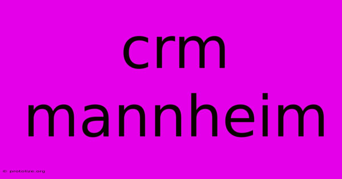 Crm Mannheim Crm Mannheim