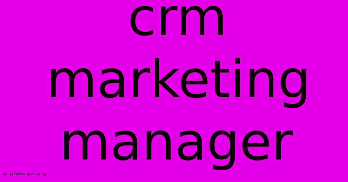 Crm Marketing Manager