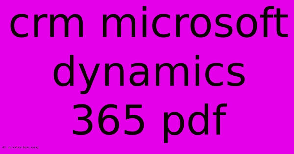 Crm Microsoft Dynamics 365 Pdf