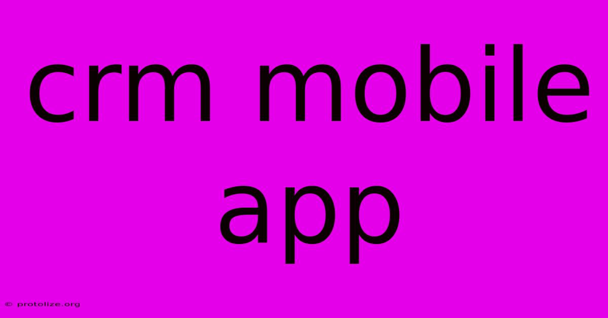 Crm Mobile App Crm Mobile App