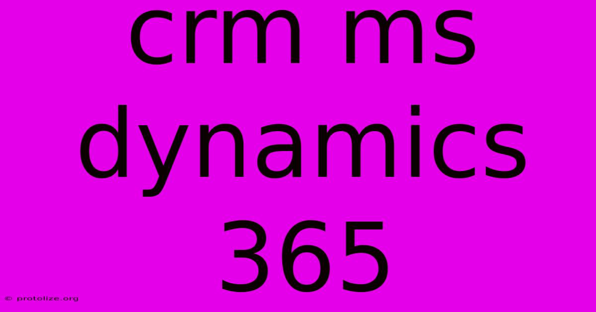 Crm Ms Dynamics 365