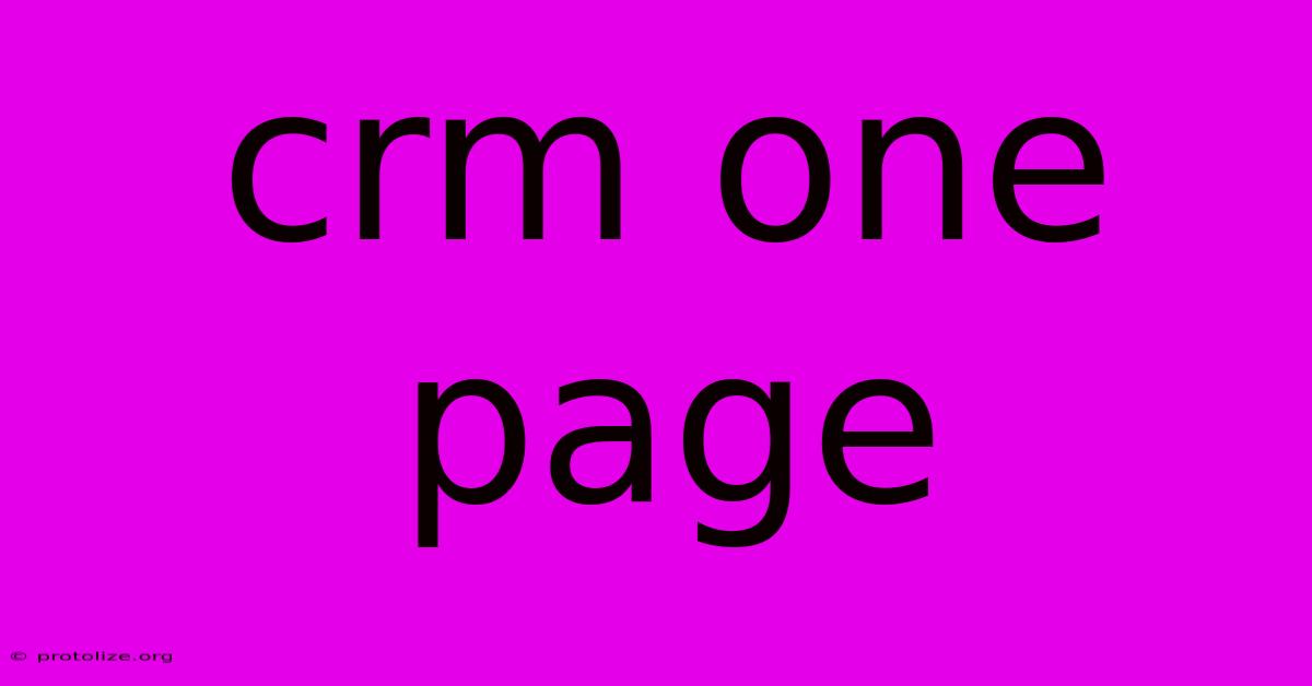 Crm One Page