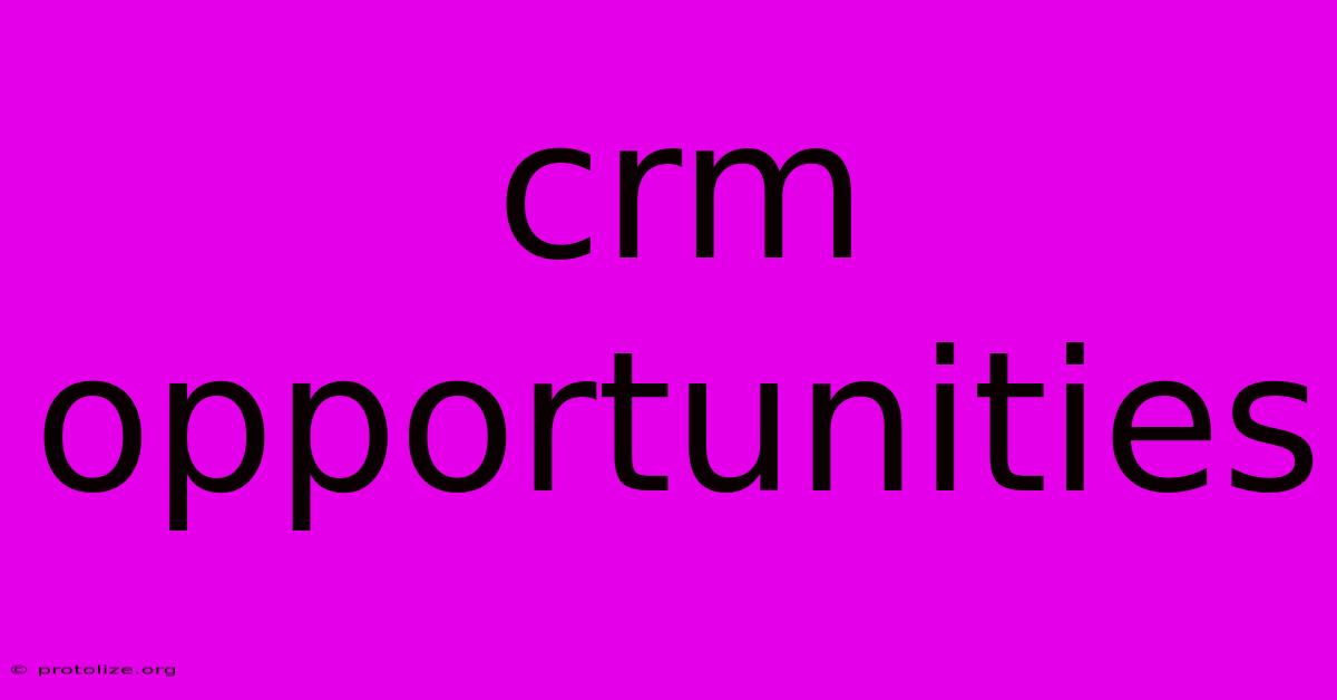 Crm Opportunities Crm Opportunities