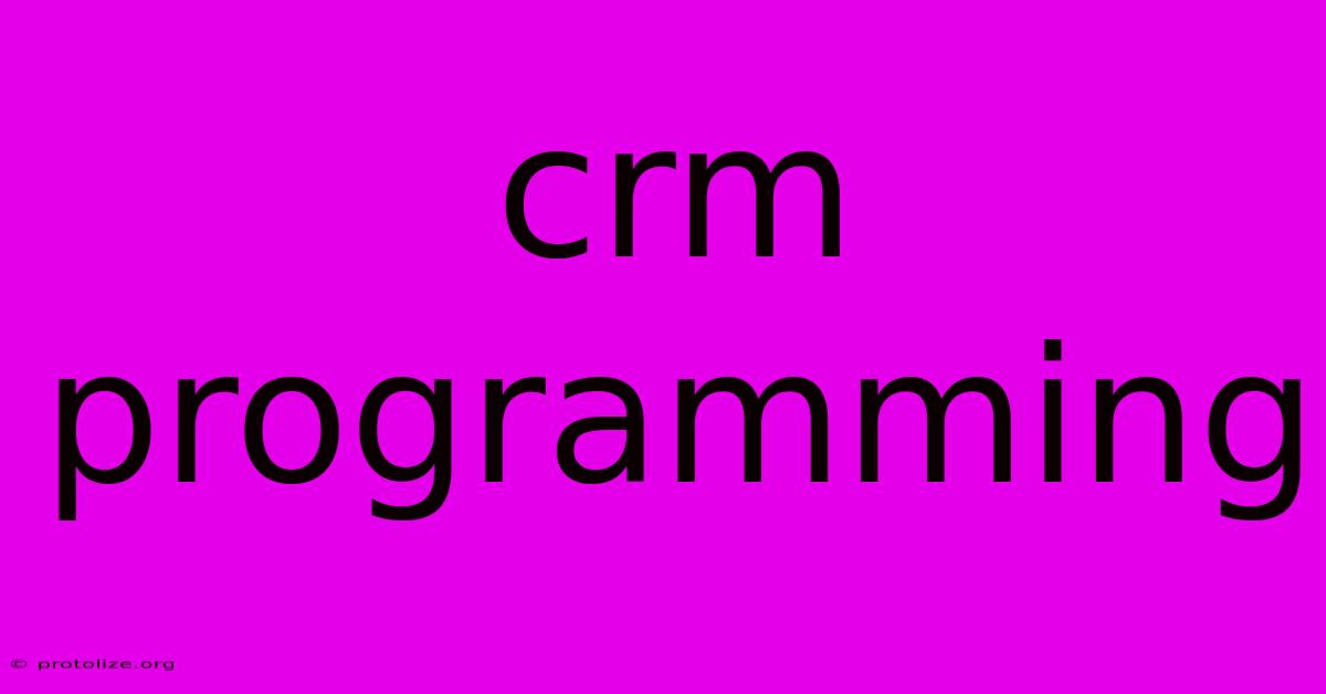 Crm Programming Crm Programming