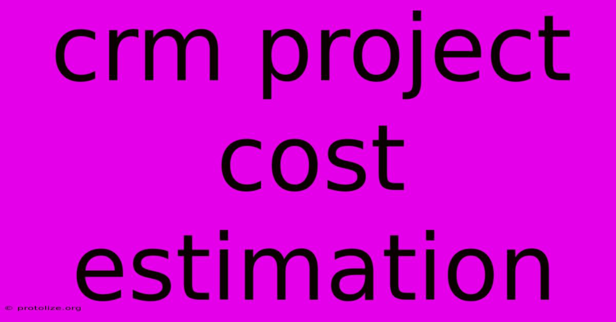 Crm Project Cost Estimation