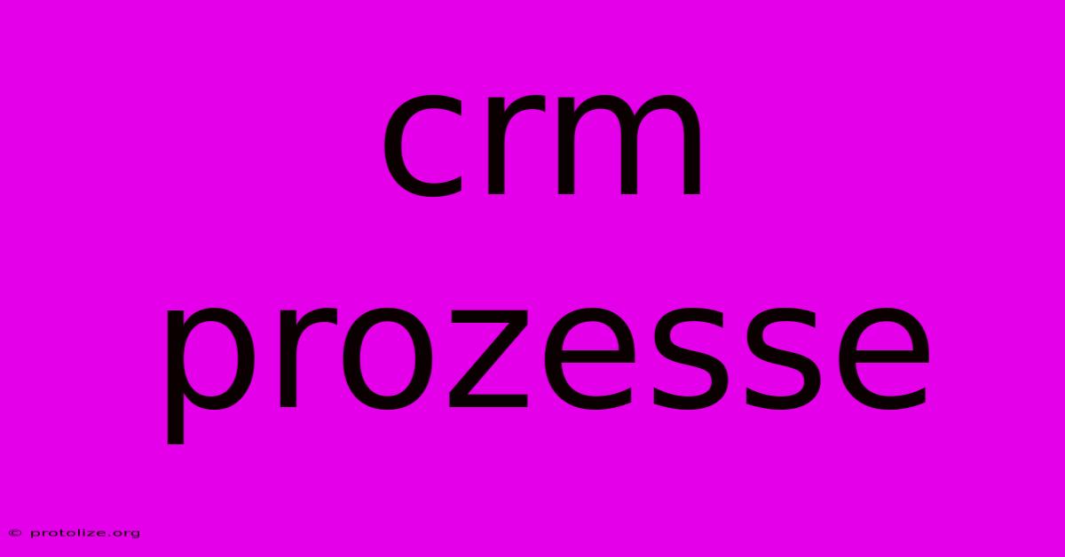 Crm Prozesse Crm Prozesse