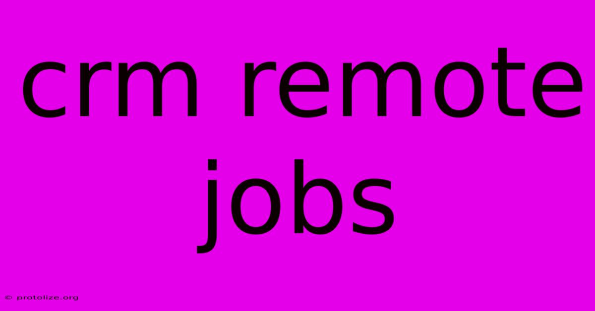 Crm Remote Jobs