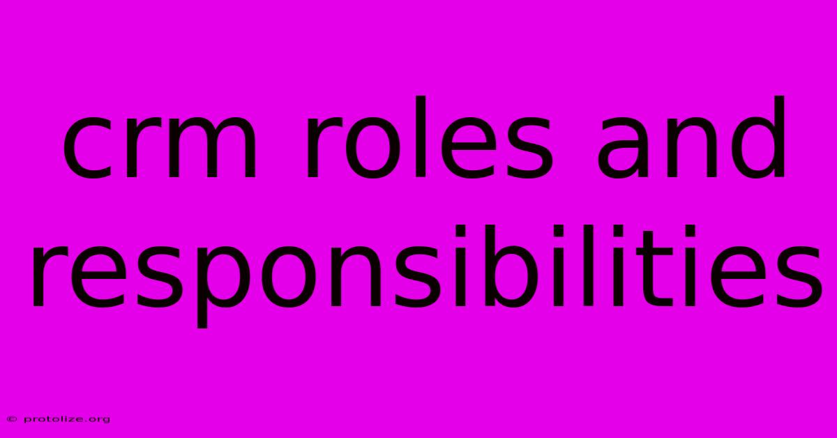 Crm Roles And Responsibilities