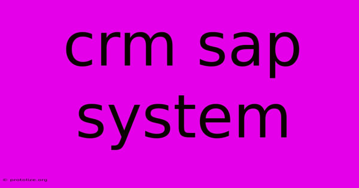 Crm Sap System Crm Sap System