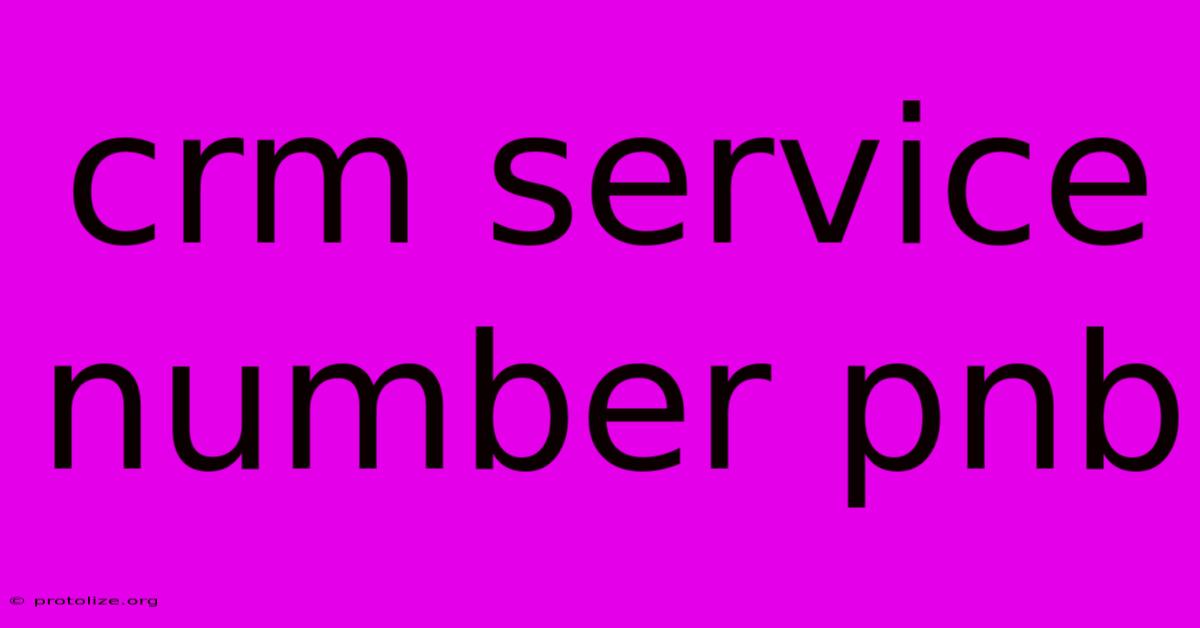 Crm Service Number Pnb