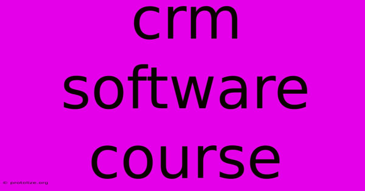 Crm Software Course