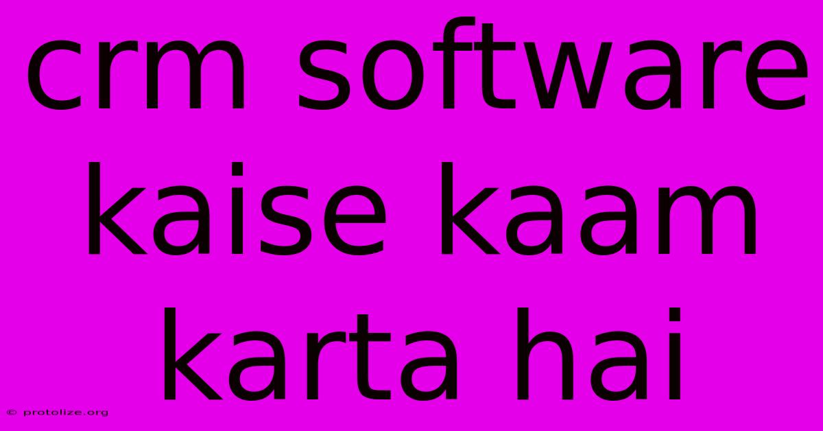 Crm Software Kaise Kaam Karta Hai