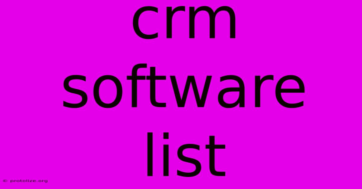Crm Software List Crm Software List
