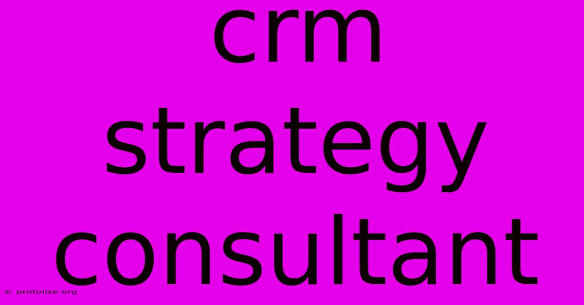 Crm Strategy Consultant Crm Strategy Consultant