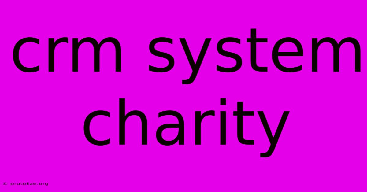 Crm System Charity