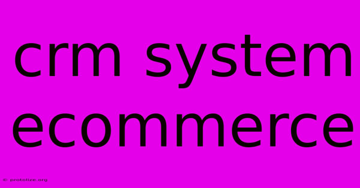 Crm System Ecommerce