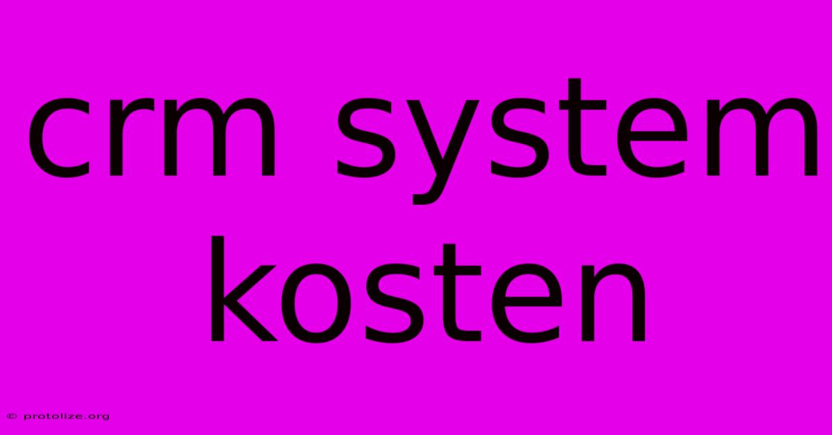 Crm System Kosten Crm System Kosten