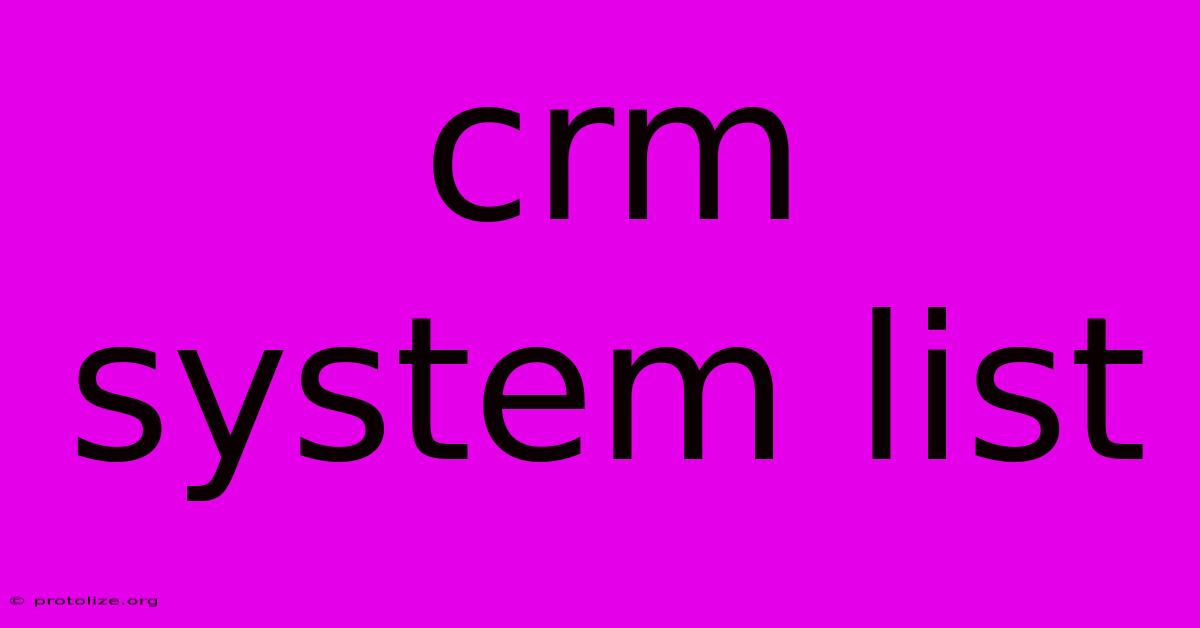 Crm System List