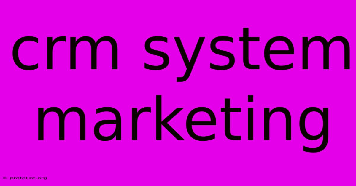 Crm System Marketing Crm System Marketing