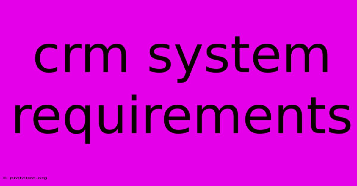 Crm System Requirements Crm System Requirements