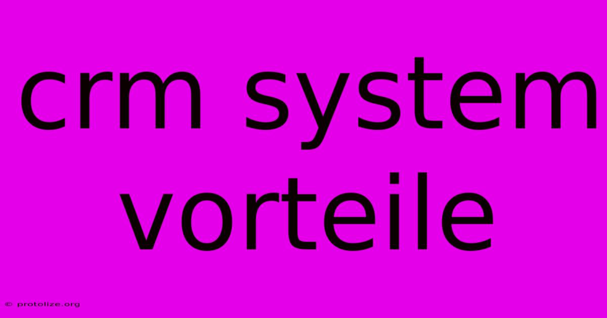 Crm System Vorteile Crm System Vorteile
