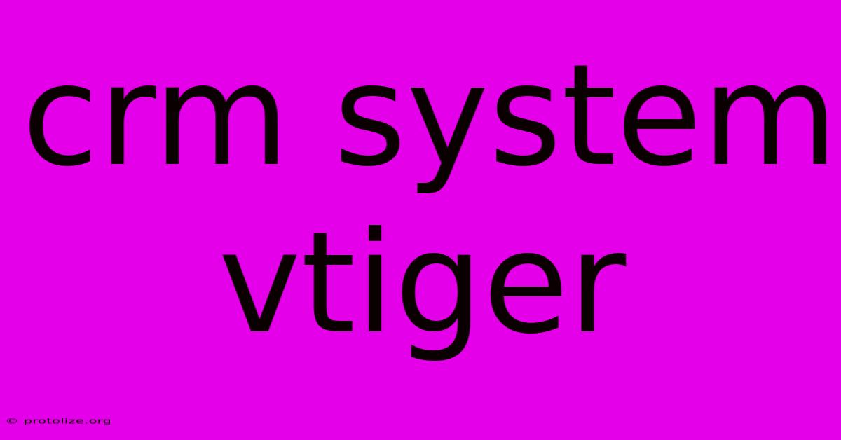 Crm System Vtiger Crm System Vtiger