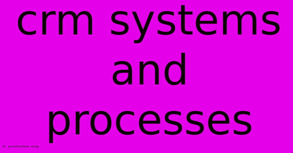 Crm Systems And Processes