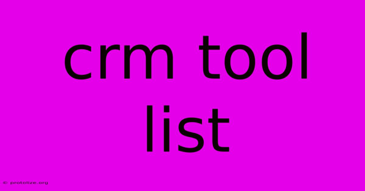 Crm Tool List Crm Tool List