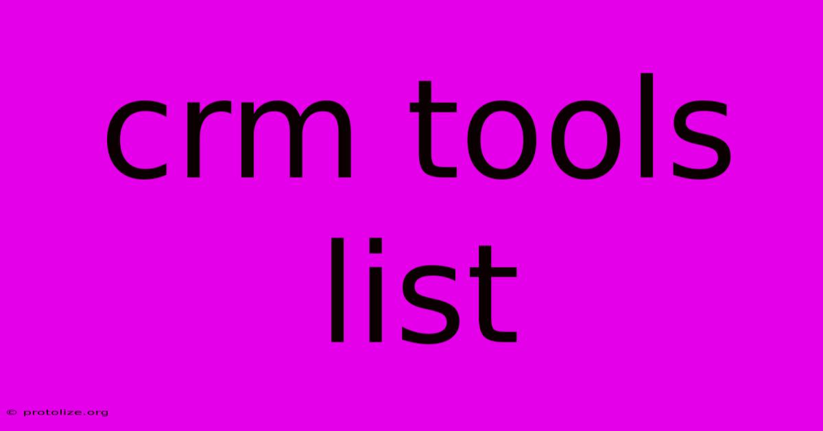 Crm Tools List