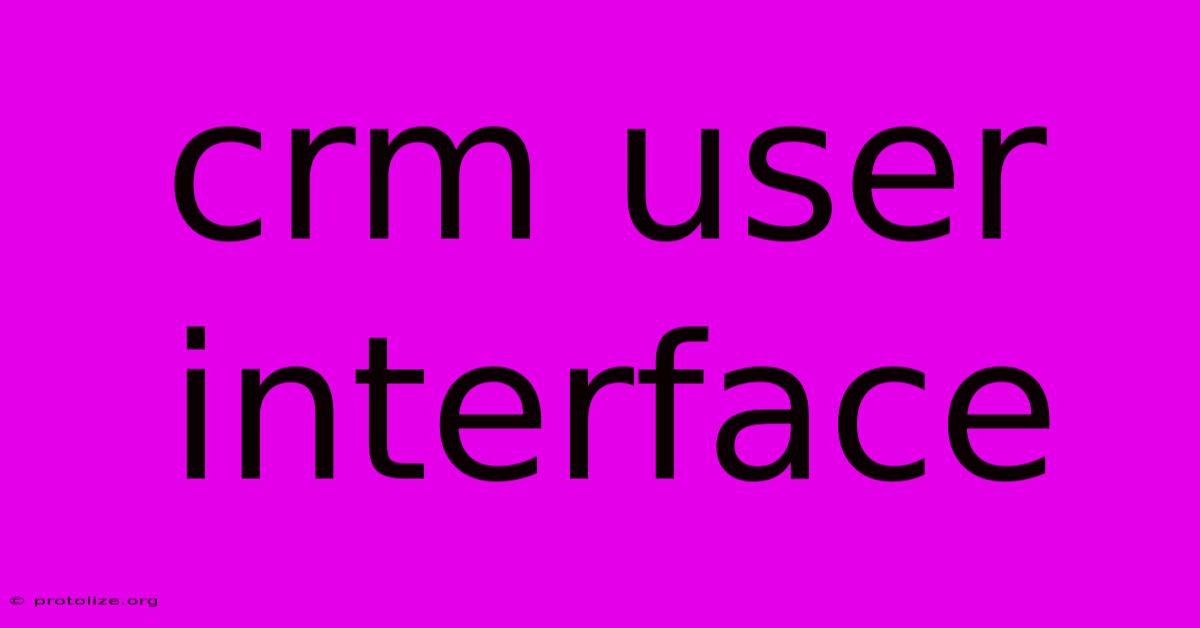 Crm User Interface Crm User Interface