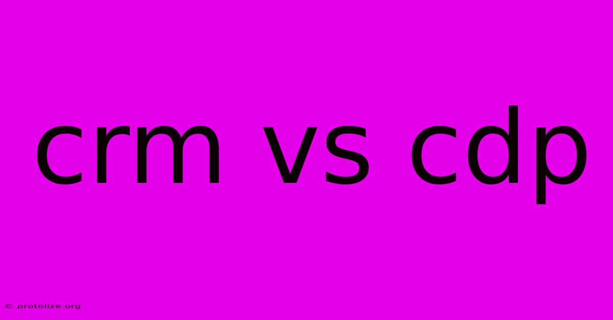 Crm Vs Cdp Crm Vs Cdp