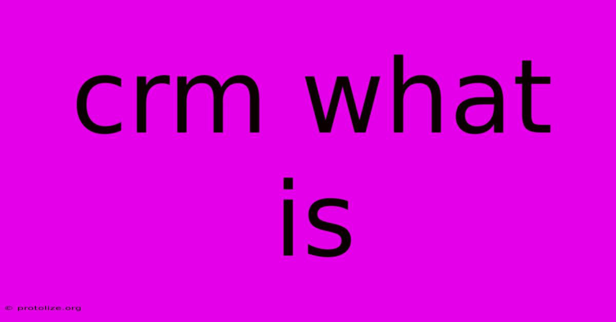 Crm What Is Crm What Is