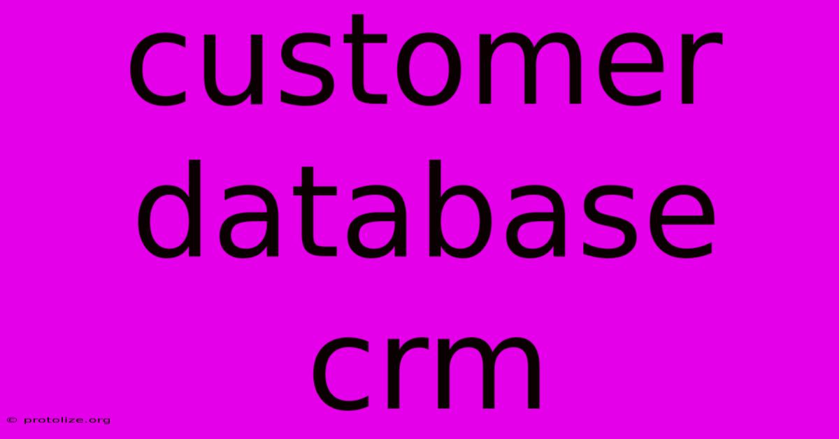 Customer Database Crm Customer Database Crm
