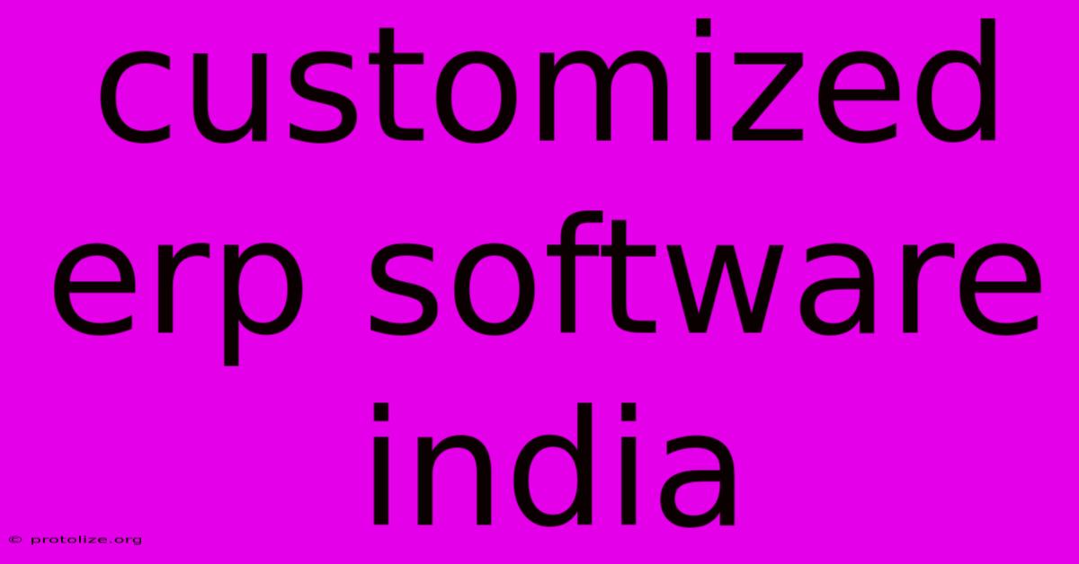Customized Erp Software India Customized Erp Software India