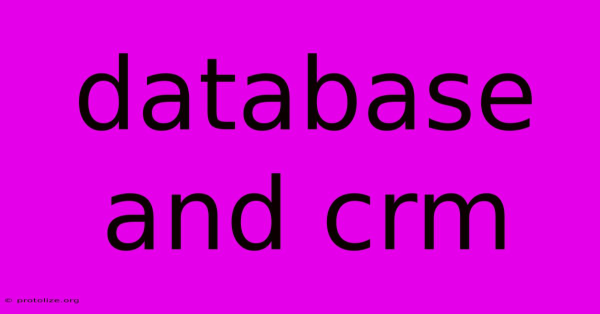 Database And Crm Database And Crm