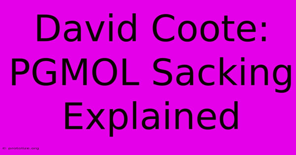 David Coote: PGMOL Sacking Explained