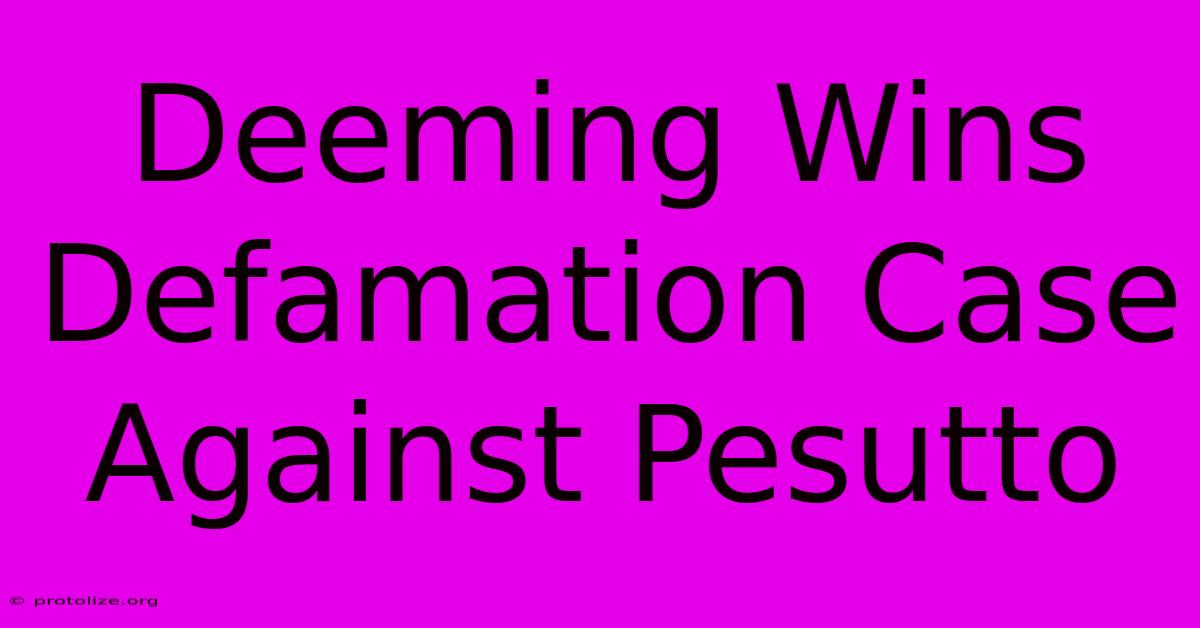 Deeming Wins Defamation Case Against Pesutto