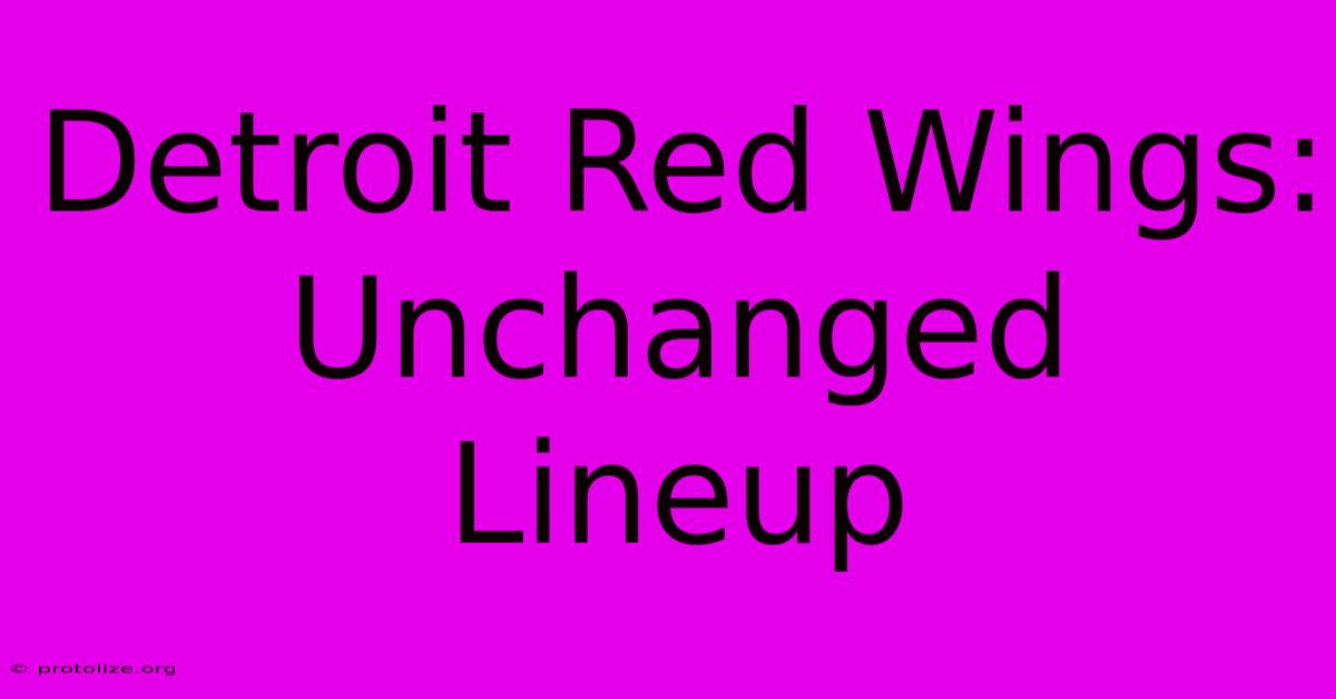 Detroit Red Wings: Unchanged Lineup