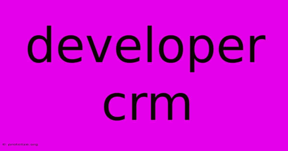 Developer Crm Developer Crm