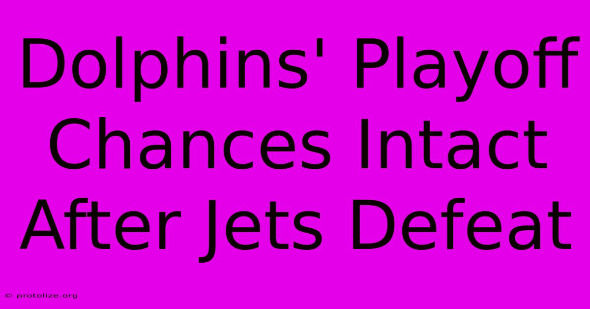 Dolphins' Playoff Chances Intact After Jets Defeat Dolphins' Playoff Chances Intact After Jets Defeat