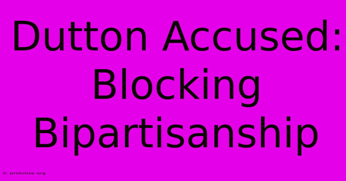 Dutton Accused: Blocking Bipartisanship