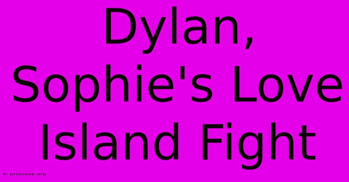 Dylan, Sophie's Love Island Fight Dylan, Sophie's Love Island Fight