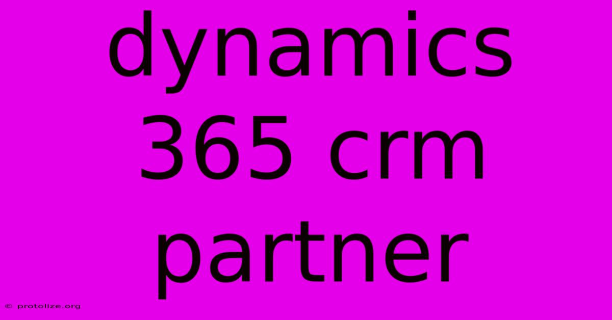 Dynamics 365 Crm Partner