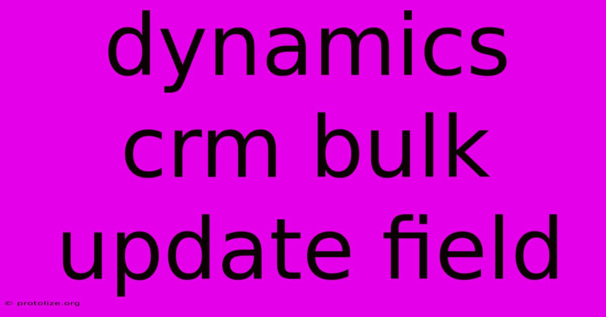 Dynamics Crm Bulk Update Field