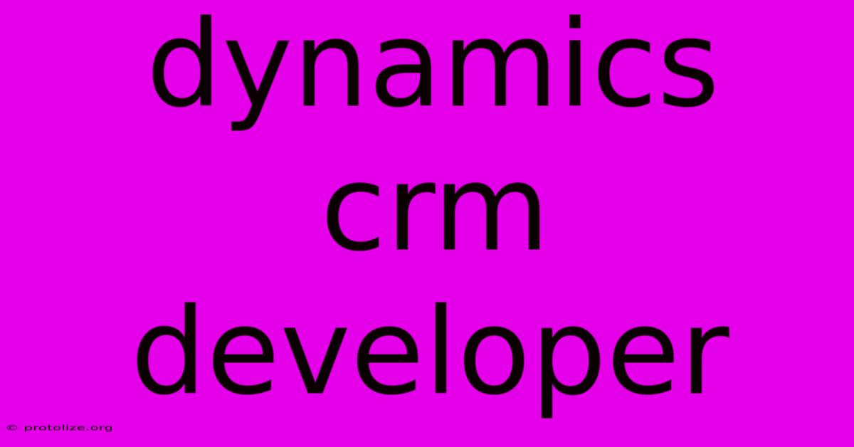 Dynamics Crm Developer