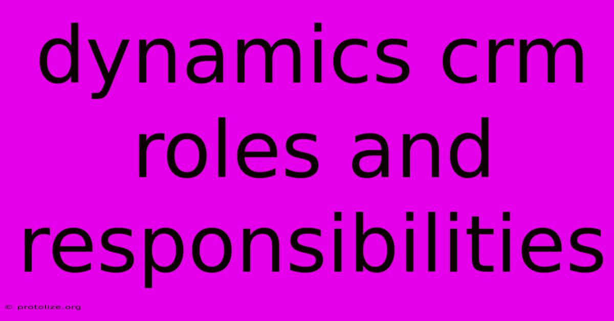 Dynamics Crm Roles And Responsibilities Dynamics Crm Roles And Responsibilities