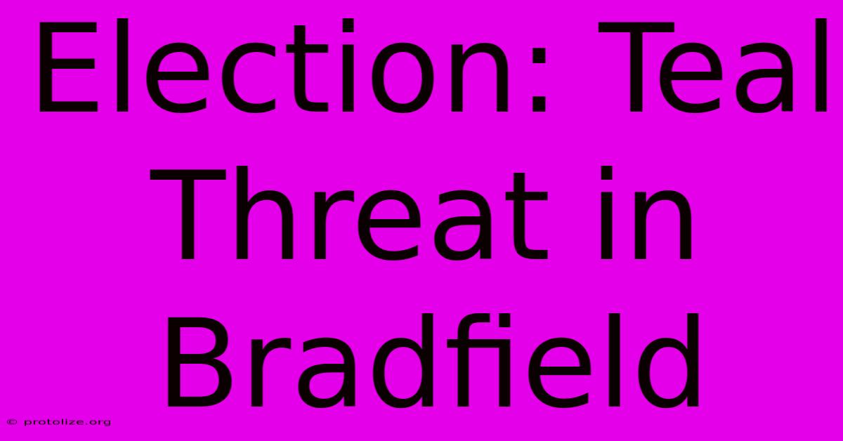 Election: Teal Threat In Bradfield